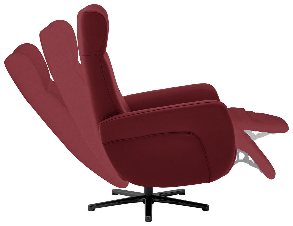 RELAXSESSEL in Leder Rot  - Rot/Schwarz, Design, Leder/Metall (76/112/83cm) - Beldomo Speed