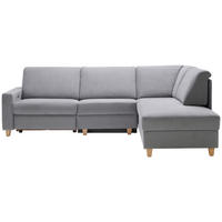 ECKSOFA in Flachgewebe Grau  261/203 cm  - Eichefarben/Grau, KONVENTIONELL, Holz/Textil (261/203cm) - Sedda