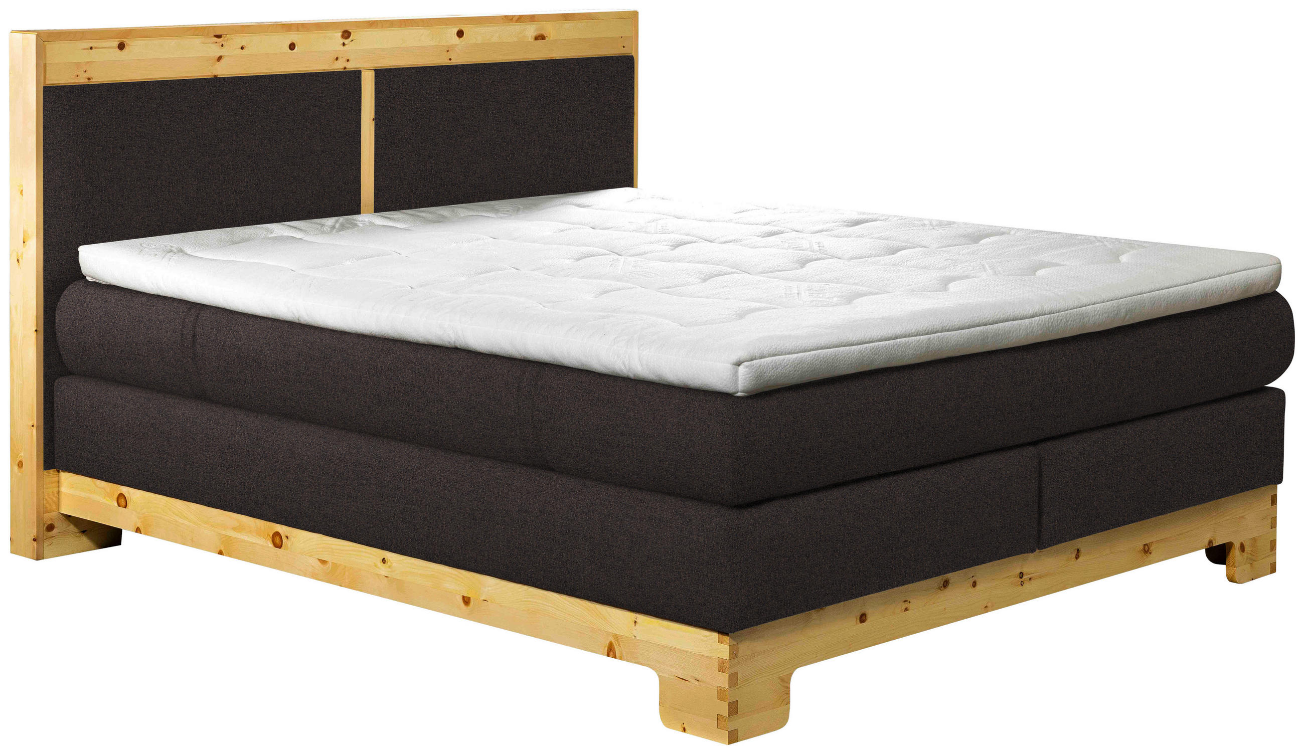 BOXSPRINGBETT 180/200 cm  in Dunkelbraun  - Dunkelbraun, Natur, Holz/Textil (180/200cm) - Linea Natura
