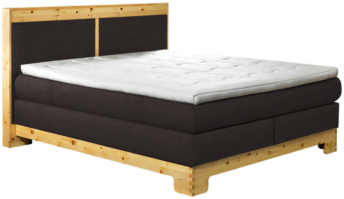 BOXSPRINGBETT 180/200 cm  in Dunkelbraun  - Dunkelbraun, Natur, Holz/Textil (180/200cm) - Linea Natura