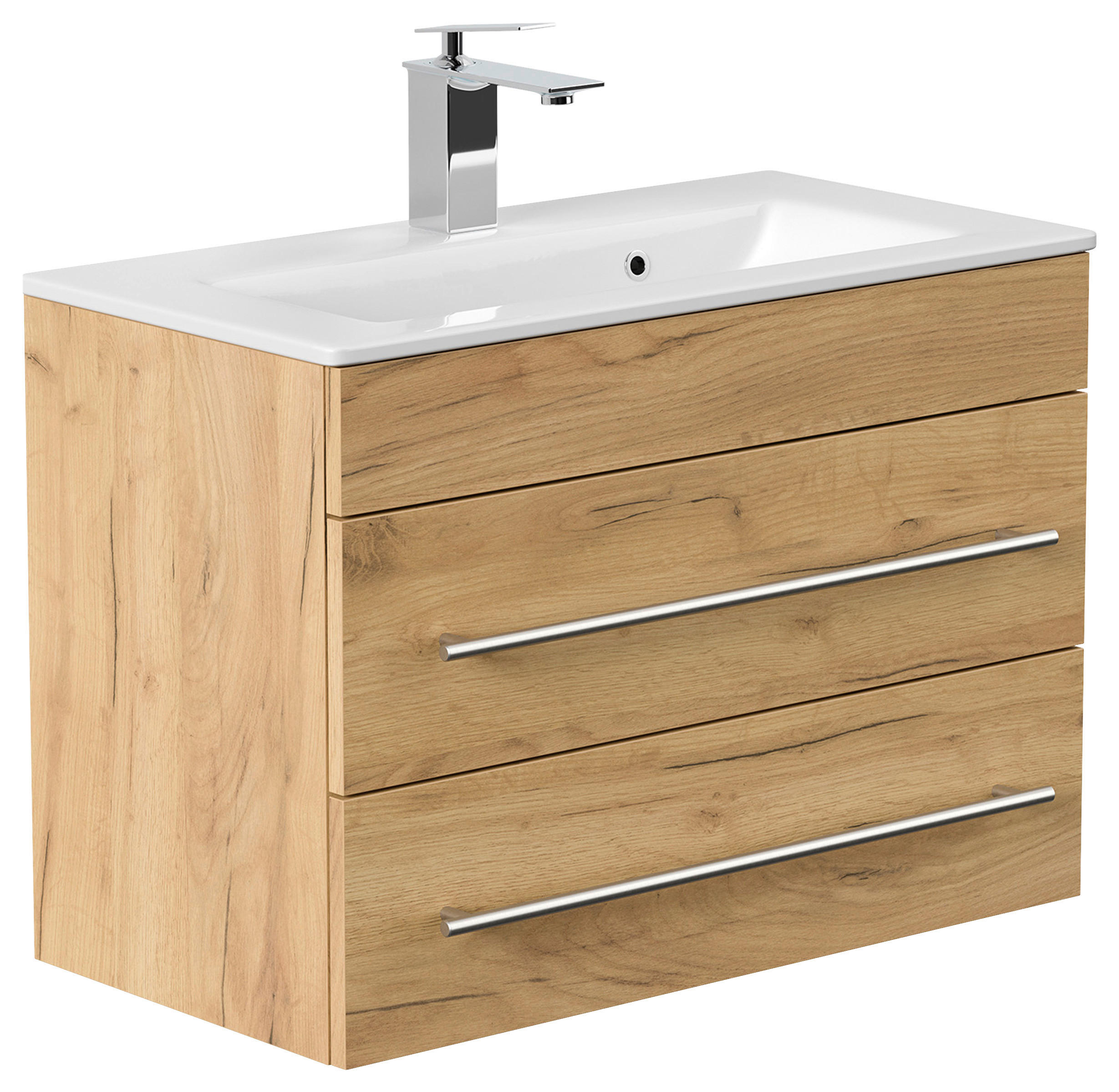 BADEZIMMER  in 70,4 cm  - Eichefarben/Silberfarben, MODERN, Keramik/Holzwerkstoff (70,4cm) - MID.YOU