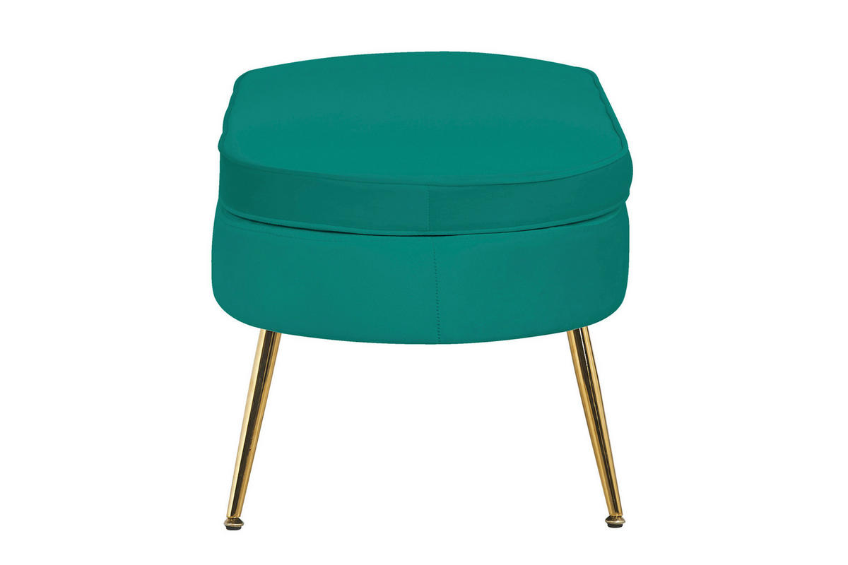 HOCKER in Textil Grün  - Goldfarben/Grün, MODERN, Textil/Metall (99/40/44cm) - Livetastic