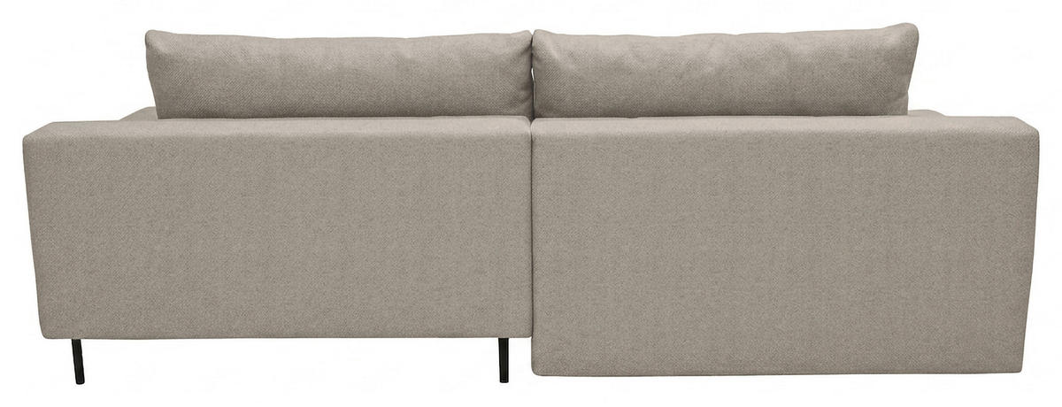 ECKSOFA Grau Struktur Rückenkissen, Bettkasten, Schlaffunktion, Rücken echt, Armteilverstellung, Liegefläche im Originalstoff  - Beige/Schwarz, MODERN, Textil/Metall (263/181cm) - Carryhome