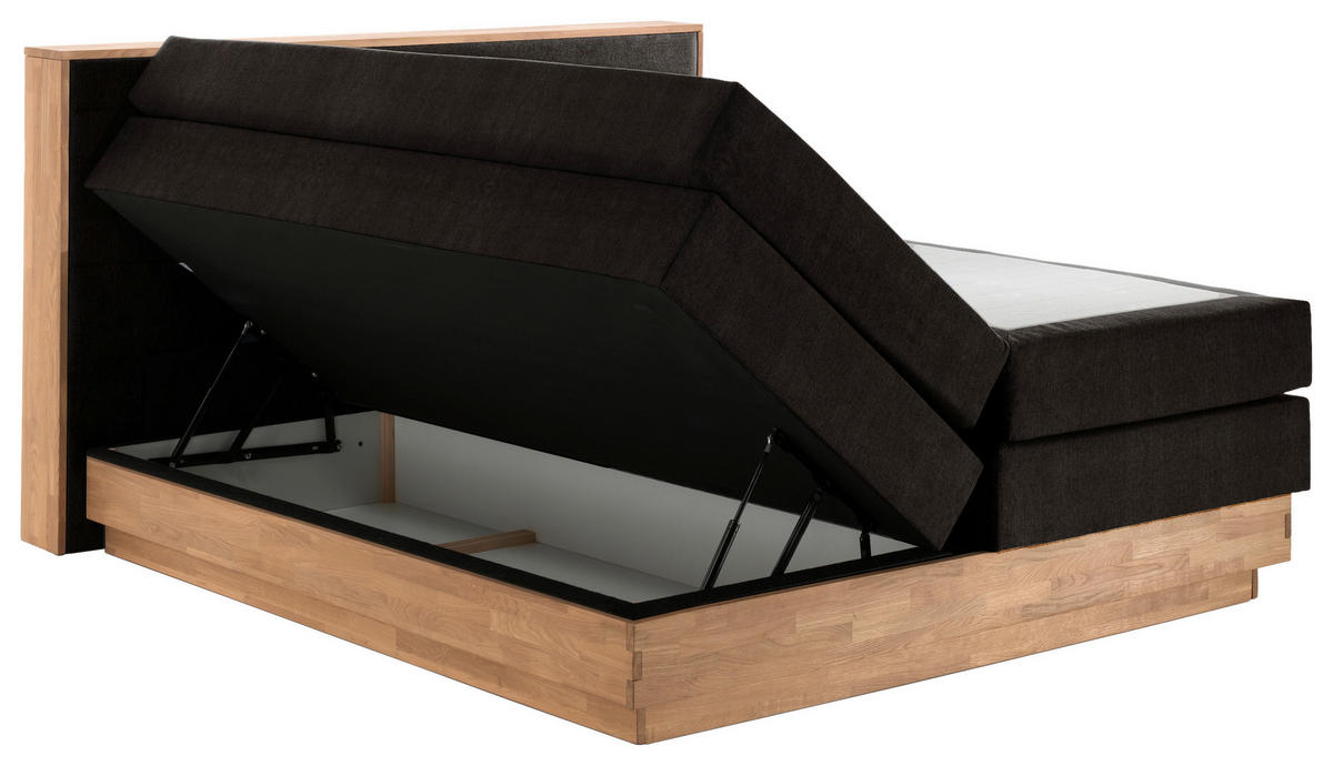 BOXSPRINGBETT 200/200 cm  in Braun, Eichefarben  - Eichefarben/Schwarz, MODERN, Holz/Kunststoff (200/200cm) - MID.YOU
