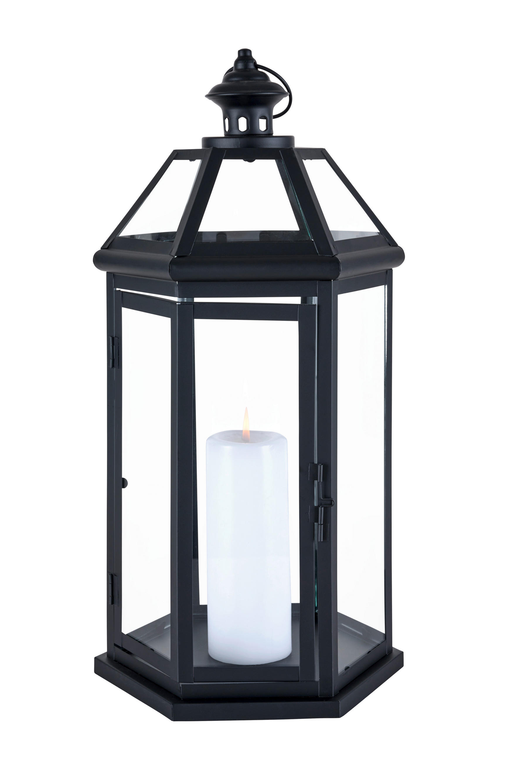 LATERNE - Schwarz, Basics, Glas/Metall (25/51,5/22cm) - Ambia Home