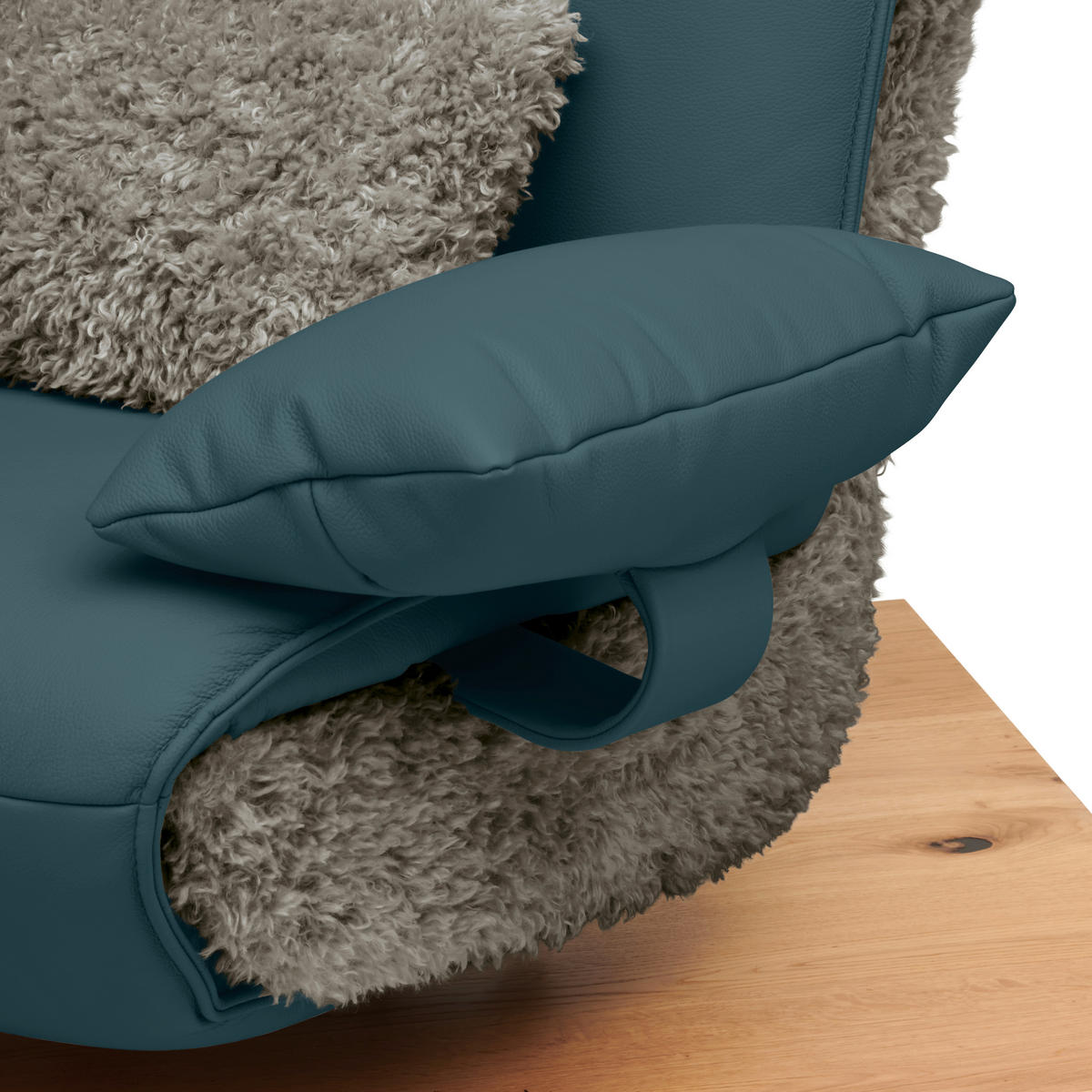 2-SITZER-SOFA  in Hochflor Echtleder Opal, Greige  - Greige/Opal, Design, Leder/Holz (240/65/104cm) - Koinor