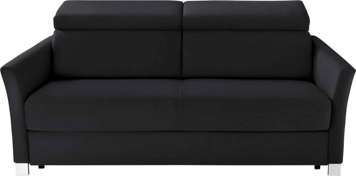 SCHLAFSOFA Schwarz Echtleder  - Chromfarben/Schwarz, KONVENTIONELL, Leder/Metall (185/82/100/100cm) - Bali