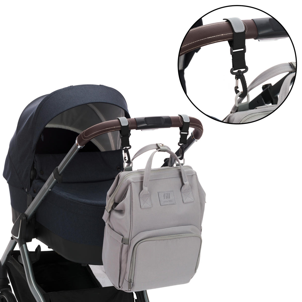 RUKSAK ZA PREVIJANJE   - siva/svijetlo siva, Basics, tekstil/plastika (27/18/42cm) - Fillikid