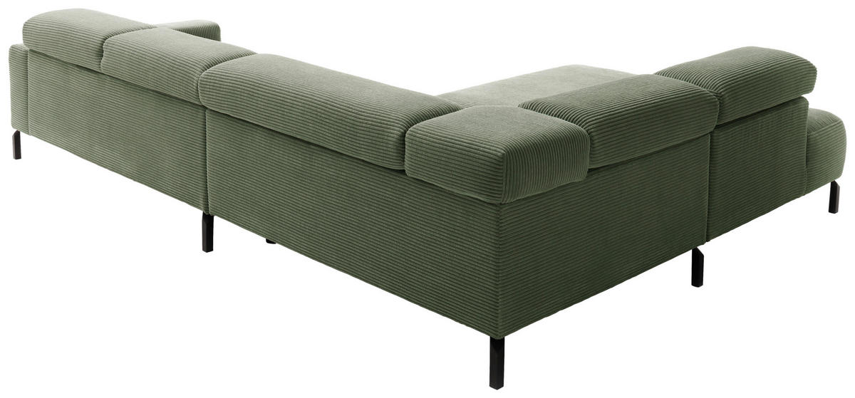 ECKSOFA inkl. Funktion in Cord Grün  - Schwarz/Grün, Modern, Textil/Metall (219/309cm) - Pure Home Lifestyle