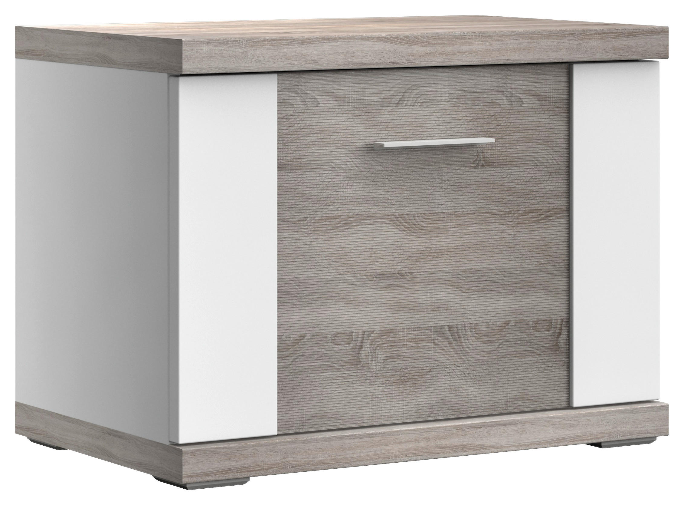 GARDEROBENBANK Weiß, Eichefarben - Chromfarben/Eichefarben, KONVENTIONELL, Metall (65/49/42cm) - Xora