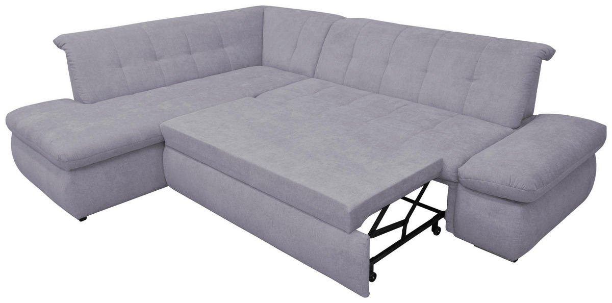 ECKSOFA in Mikrofaser Grau  216/273 cm  - Chromfarben/Grau, KONVENTIONELL, Textil/Metall (216/273cm) - MID.YOU