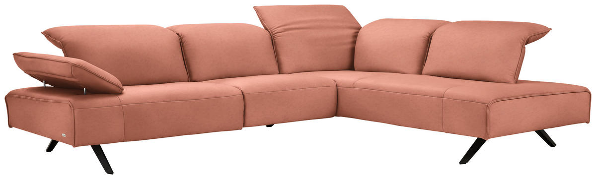 ECKSOFA Echtleder Lachsfarben  - Anthrazit/Lachsfarben, Design, Leder/Metall (290/230cm) - Johann Jakob