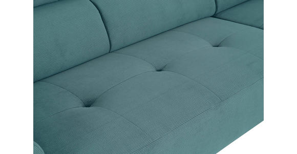ECKSOFA Türkis Feincord - Türkis/Schwarz, Design, Textil/Metall (280/205cm) - Xora