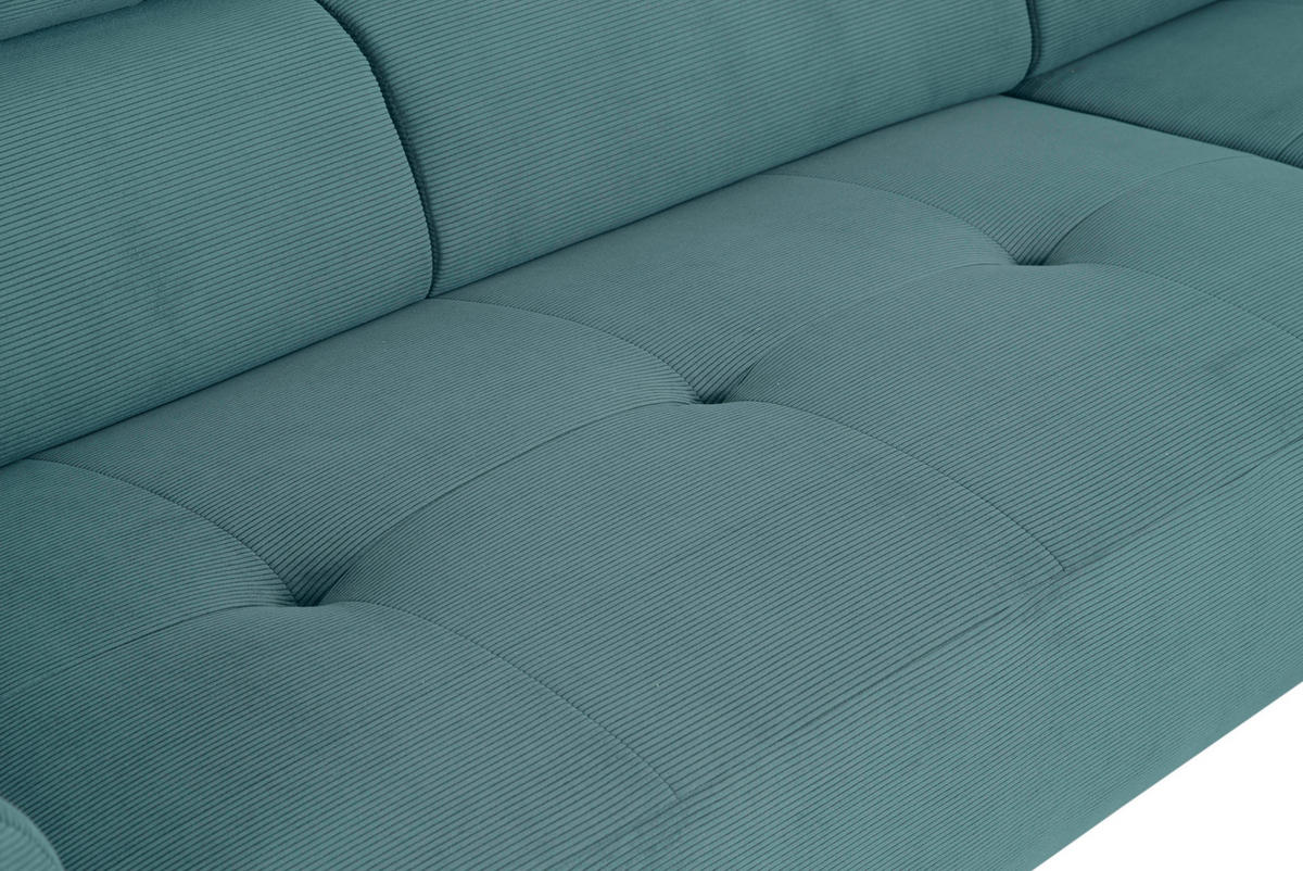 ECKSOFA Türkis Feincord  - Türkis/Schwarz, Design, Textil/Metall (280/205cm) - Xora