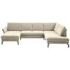 WOHNLANDSCHAFT in Velours Creme, Naturfarben  - Creme/Schwarz, Design, Textil/Metall (179/335/220cm) - Beldomo System