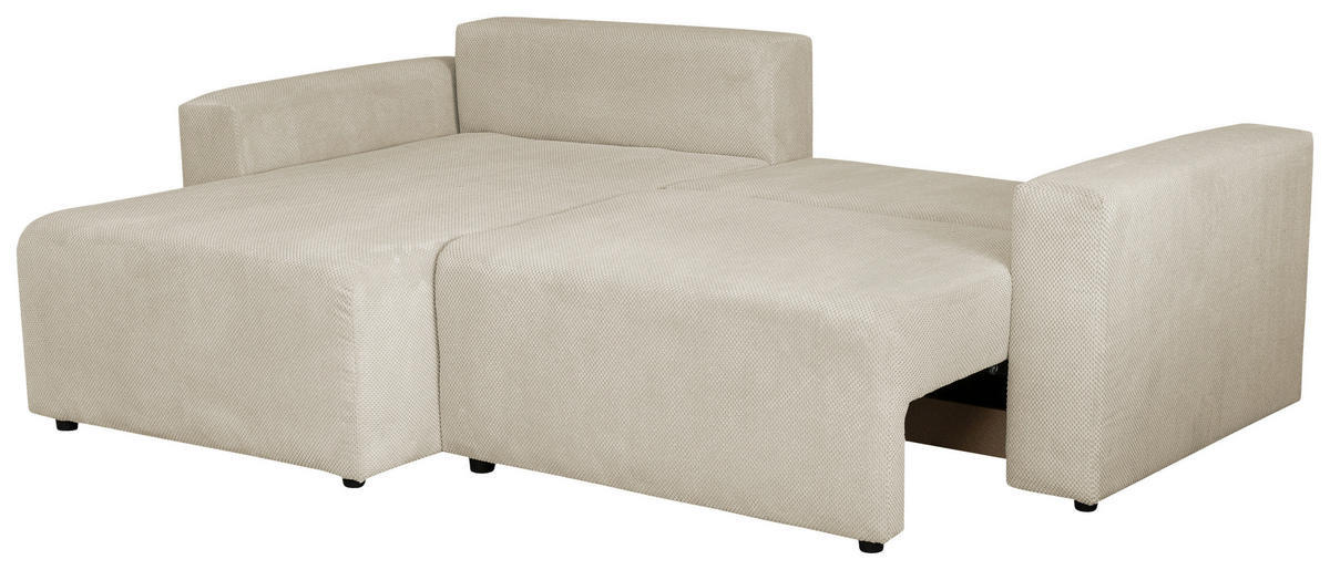 Colțar Extensibil, lemn, metal, plastic, textil, bej, 173/258 cm - bej/negru, Modern, plastic/lemn (173/258cm) - Carryhome