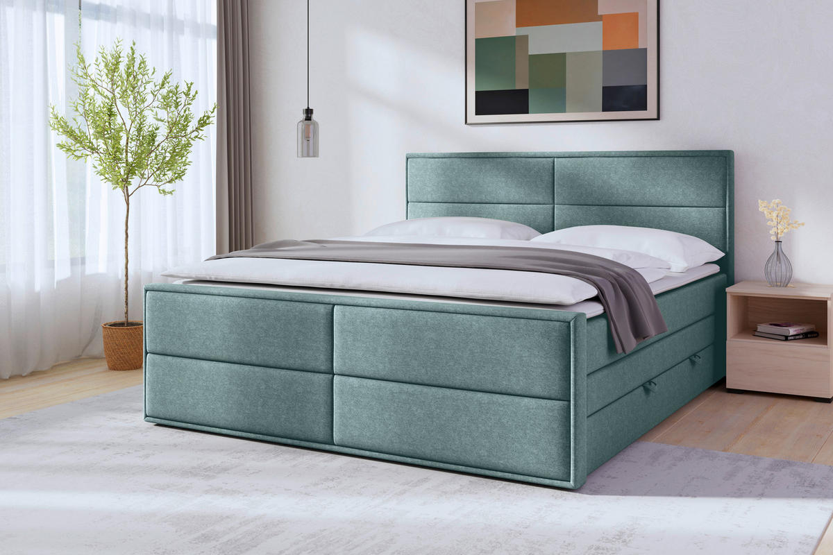 BOXSPRINGBETT 180/200 cm  in Blau  - Blau, Modern, Holz/Kunststoff (180/200cm) - MID.YOU