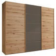 SCHWEBETÜRENSCHRANK 250/236/67 cm 3-türig Dunkelbraun, Eiche Bianco  - Eiche Bianco/Eichefarben, Natur, Glas/Holz (250/236/67cm) - Linea Natura