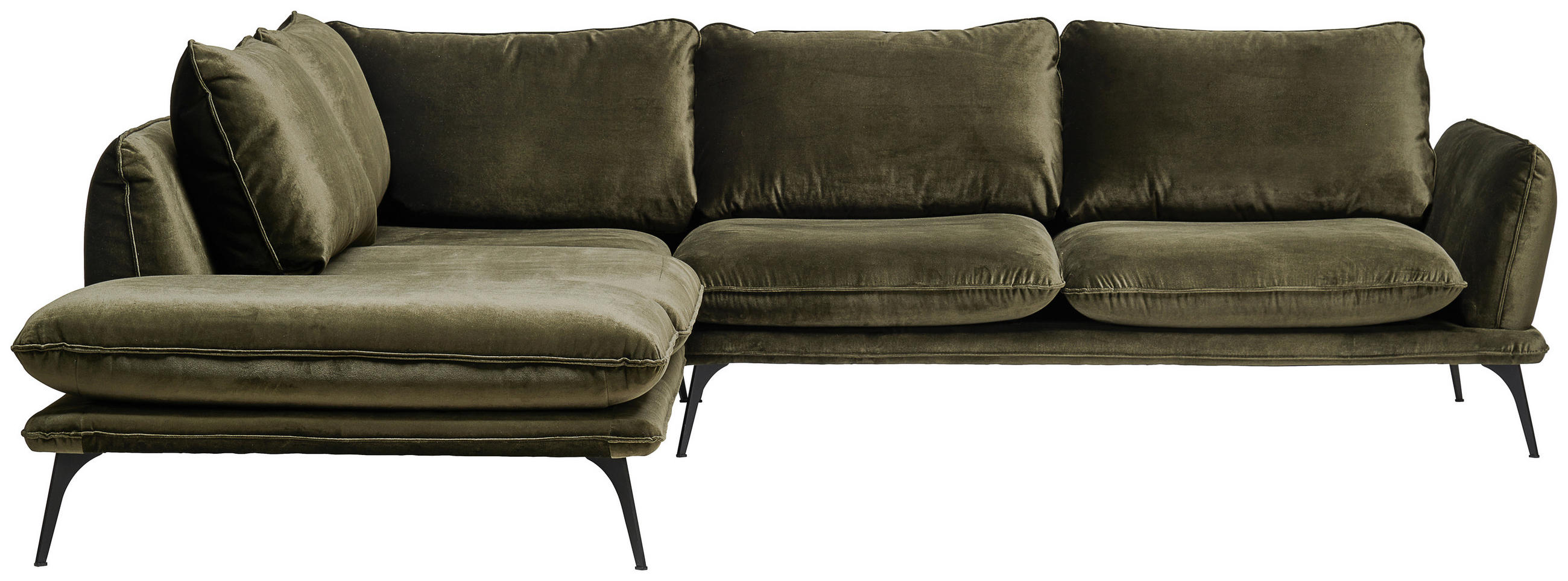 HÖRNSOFFA i velour mörkgrön - svart/mörkgrön, Design, metall/textil (252/285cm) - Best Price