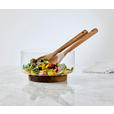 SALATSCHÜSSEL   - Klar/Akaziefarben, Design, Glas/Holz - Novel