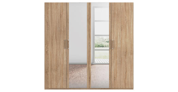 DREHTÜRENSCHRANK 201/197/60 cm 4-türig Sonoma Eiche - Silberfarben/Sonoma Eiche, Design, Glas/Holzwerkstoff (201/197/60cm) - Novel