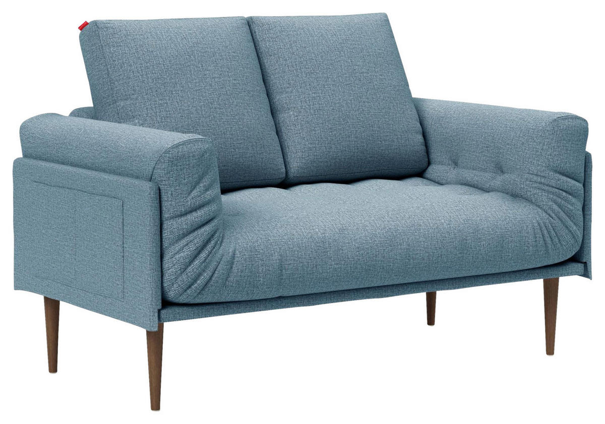 SCHLAFSOFA Flachgewebe Hellblau  - Eiche dunkel/Hellblau, Design, Holz/Textil (200/90/90cm) - Innovation
