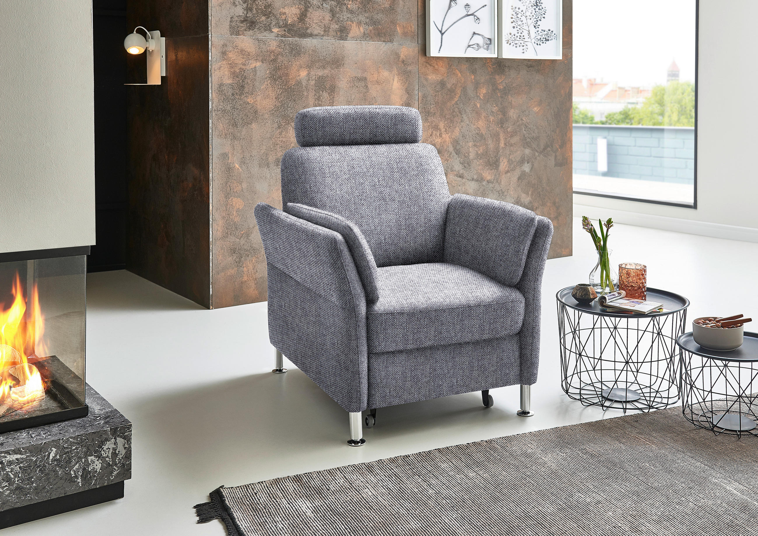 SESSEL in Flachgewebe Blau  - Chromfarben/Blau, Konventionell, Textil/Metall (86/87/93cm) - Beldomo System