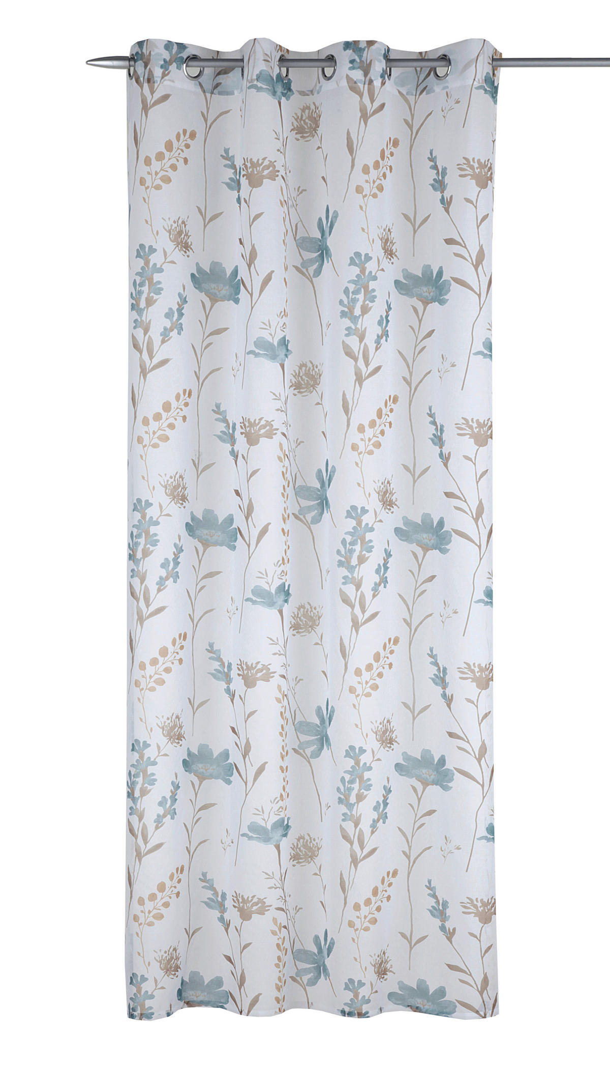 FERTIGVORHANG halbtransparent  - Hellbraun/Hellblau, Basics, Textil (135/245cm)