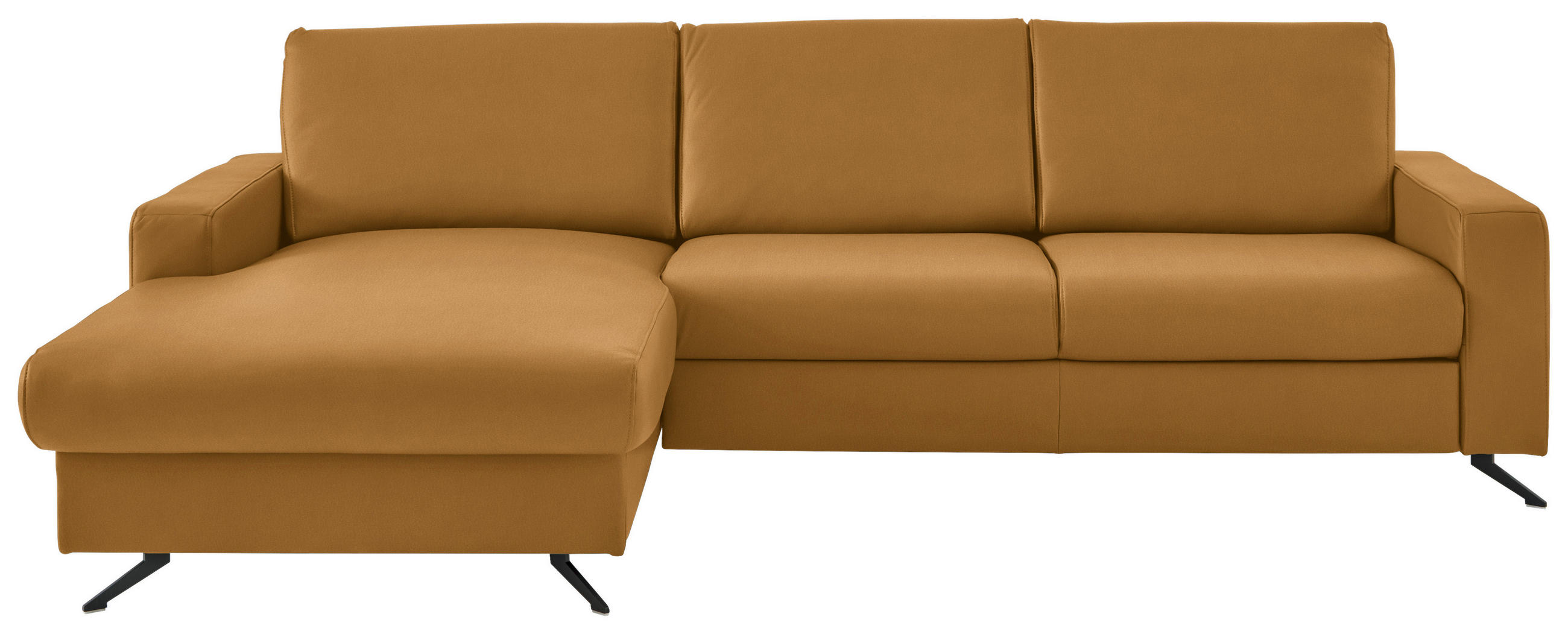 ECKSOFA in Echtleder Gelb  - Gelb/Schwarz, Design, Leder/Metall (165/267cm) - Beldomo Premium