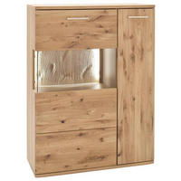 HIGHBOARD ohne Beleuchtung,  in 90/122/37 cm  - Eichefarben/Schwarz, Design, Glas/Holz (90/122/37cm) - Livetastic