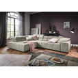 ECKSOFA  in Velours Creme  213/317 cm  - Creme/Schwarz, Design, Kunststoff/Textil (213/317cm) - Hom`in