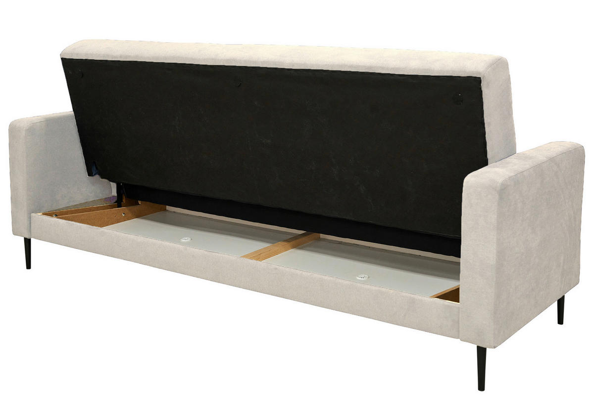 SCHLAFSOFA in Mikrofaser Creme  - Creme/Schwarz, Design, Textil/Metall (223/89/86cm) - P & B