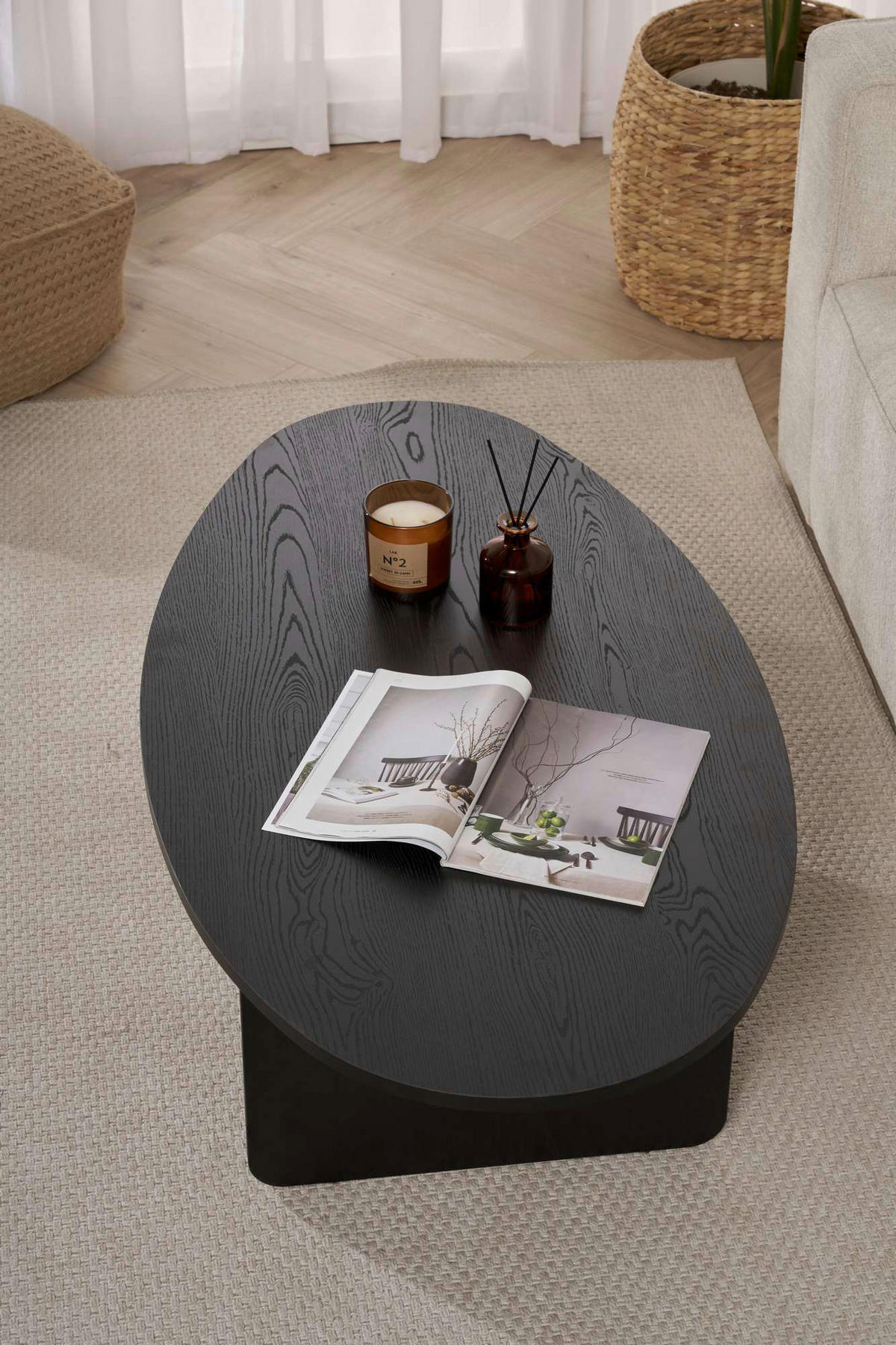COUCHTISCH 120/40/65 cm Freiform Schwarz  - Schwarz, Design, Holzwerkstoff (120/40/65cm) - MID.YOU