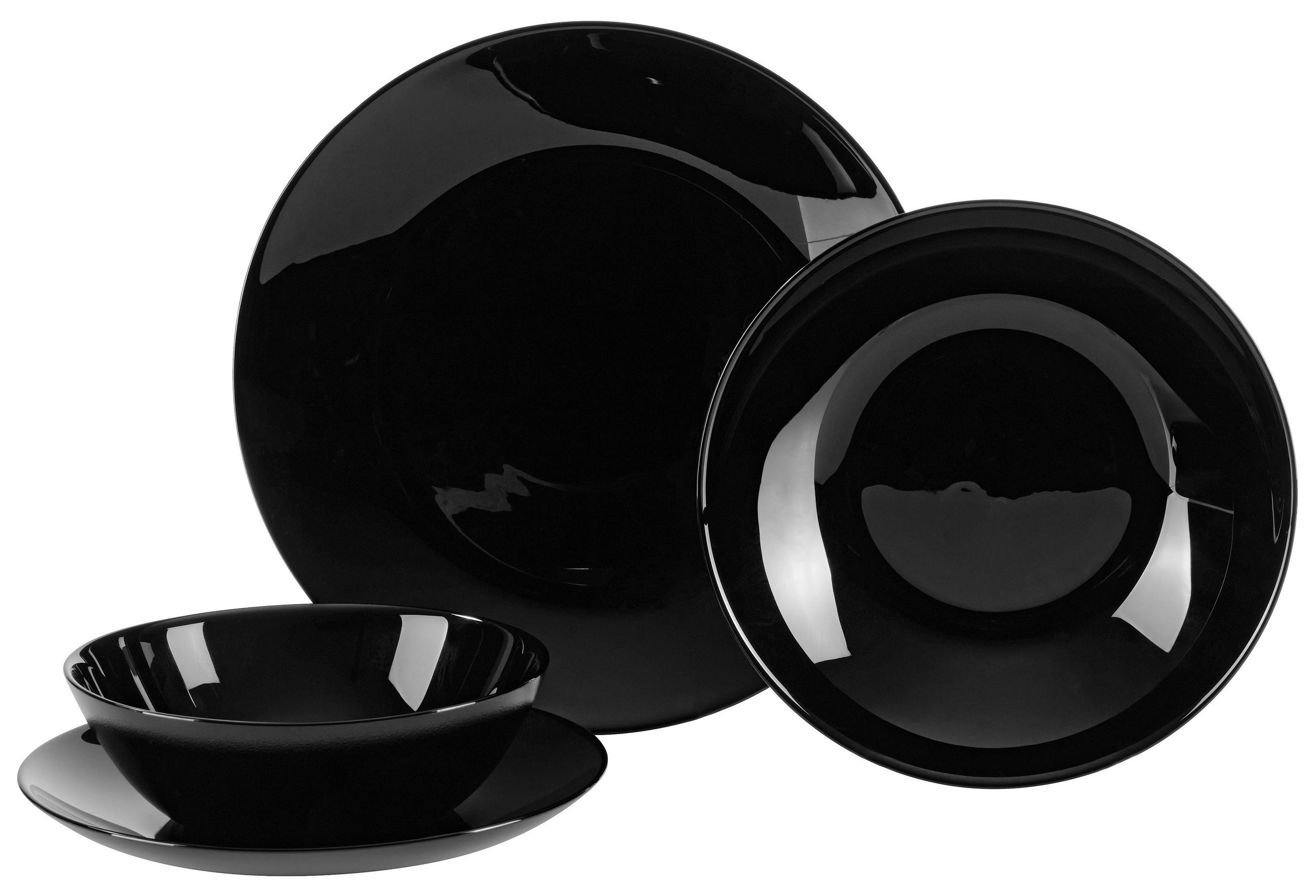 TAFELSERVICE 16-teilig  - Schwarz, Basics, Glas - Boxxx