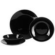 TAFELSERVICE 16-teilig  - Schwarz, Basics, Glas - Boxxx