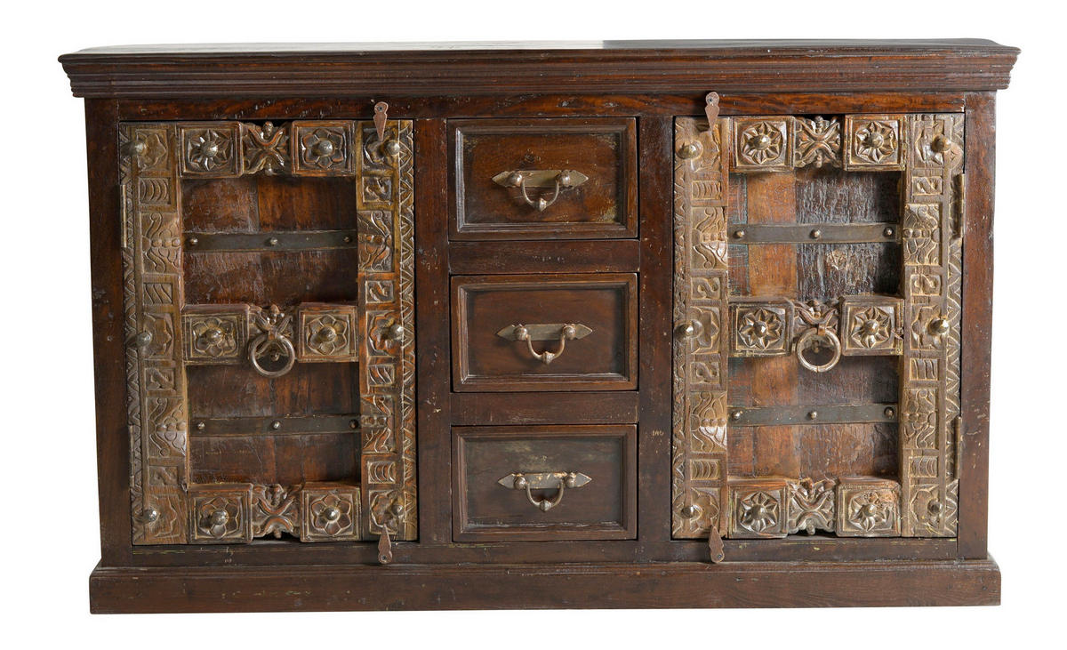 SIDEBOARD  150/90/45 cm 3 Schublade(n)  - Messingfarben/Braun, Design, Holz/Metall (150/90/45cm) - MID.YOU