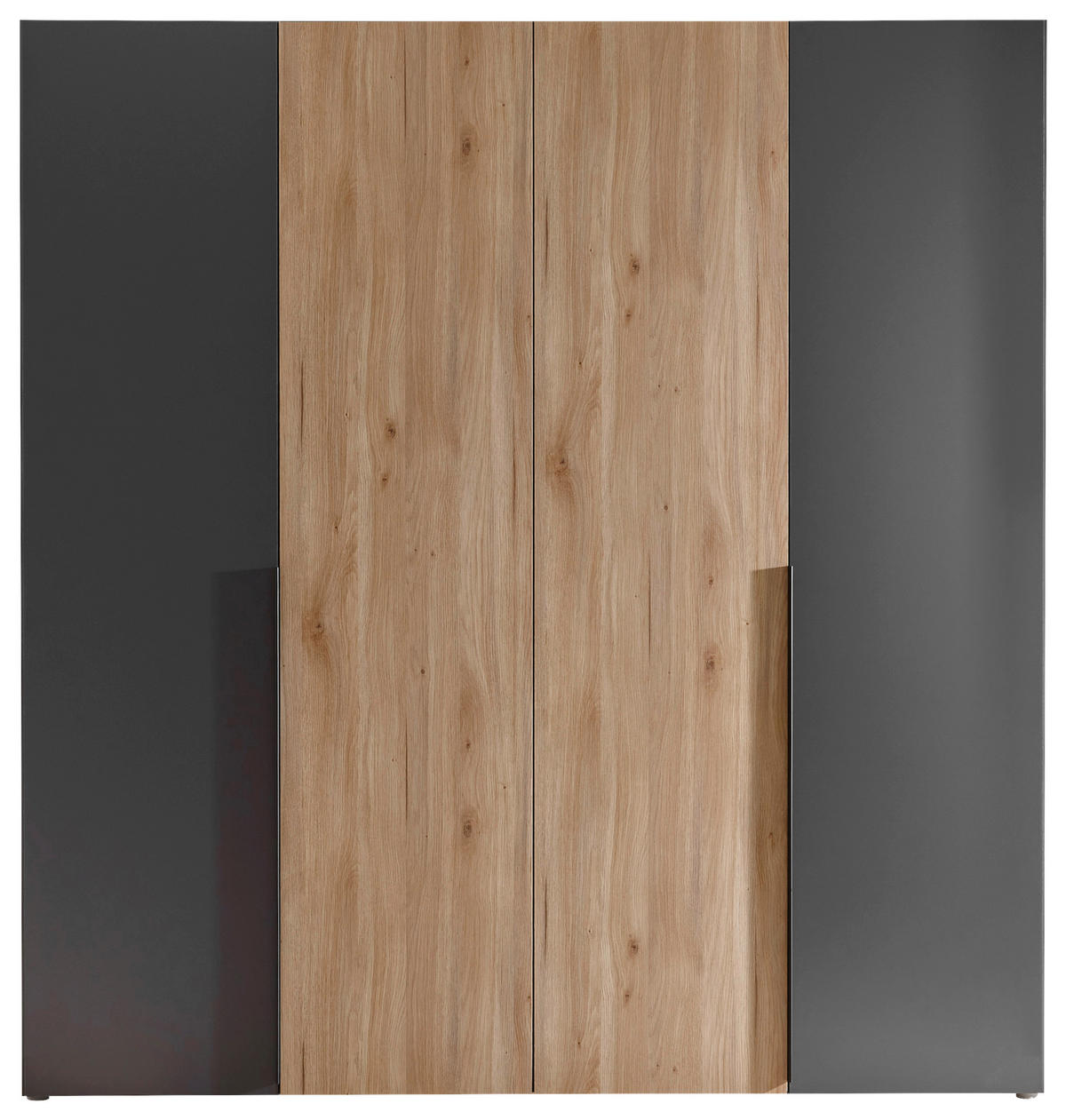 KLEIDERSCHRANK 200/210/53 cm 4-türig Graphitfarben, Eichefarben  - Eichefarben/Schwarz, KONVENTIONELL, Holzwerkstoff/Kunststoff (200/210/53cm) - Boxxx