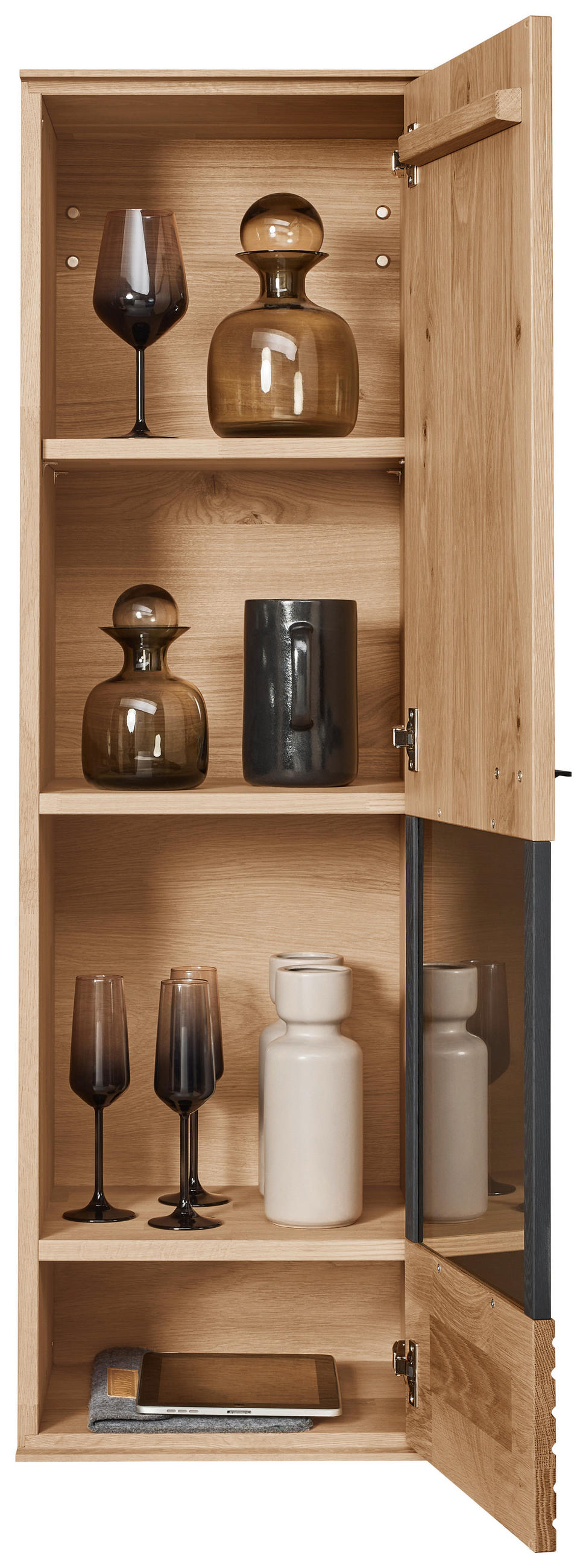 HÄNGEVITRINE in Eichefarben   - Eichefarben/Anthrazit, Natur, Glas/Holz (38/127/35cm) - Valnatura