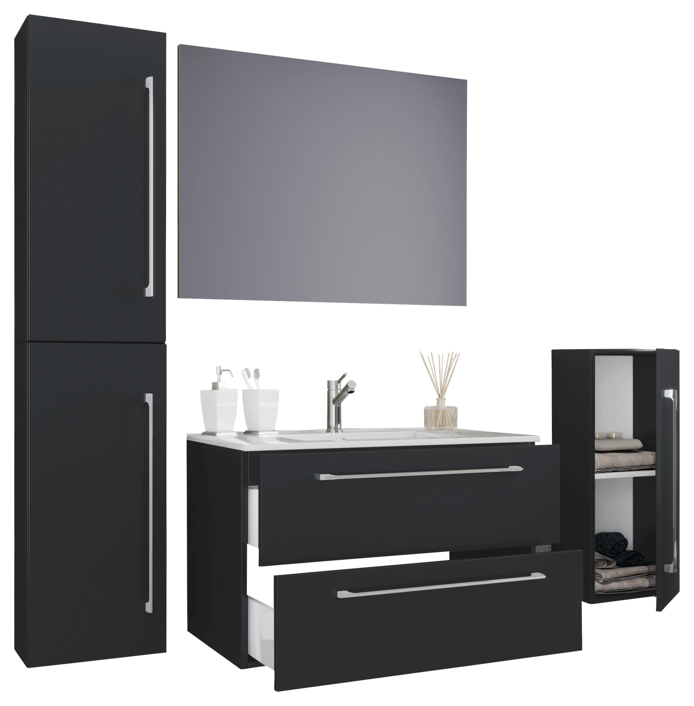 BADRUM 147 cm  - vit/grå, Modern, metall/trämaterial (147cm) - MID.YOU