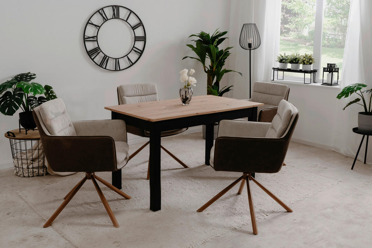 ARMLEHNSTUHL  Sitzfläche 360° drehbar Cord, Lederlook  - Eichefarben/Beige, KONVENTIONELL, Textil/Metall (59/88/63cm) - MID.YOU