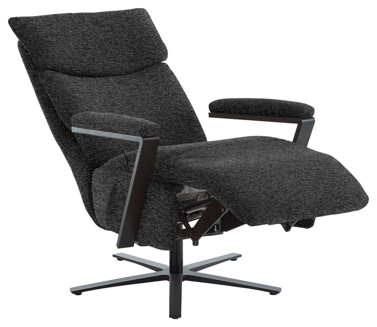 RELAXSESSEL in Textil Anthrazit  - Anthrazit/Schwarz, Design, Textil/Metall (68/117/85cm) - Cantus