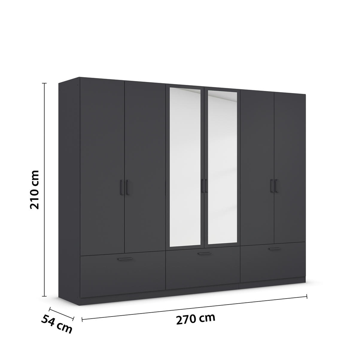 KLEIDERSCHRANK in Grau  - Grau, Basics, Holzwerkstoff/Metall (271/210/54cm) - Boxxx