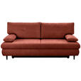 SCHLAFSOFA mit Liegefunktion, Rücken echt Chenille Terracotta - Terracotta/Schwarz, KONVENTIONELL, Holz/Textil (212/97/105cm) - Carryhome