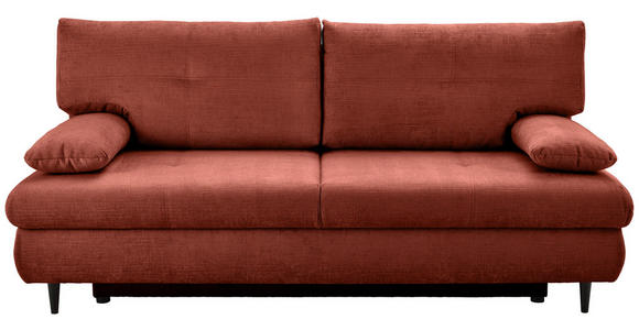 SCHLAFSOFA mit Liegefunktion, Rücken echt Chenille Terracotta - Terracotta/Schwarz, KONVENTIONELL, Holz/Textil (212/97/105cm) - Carryhome