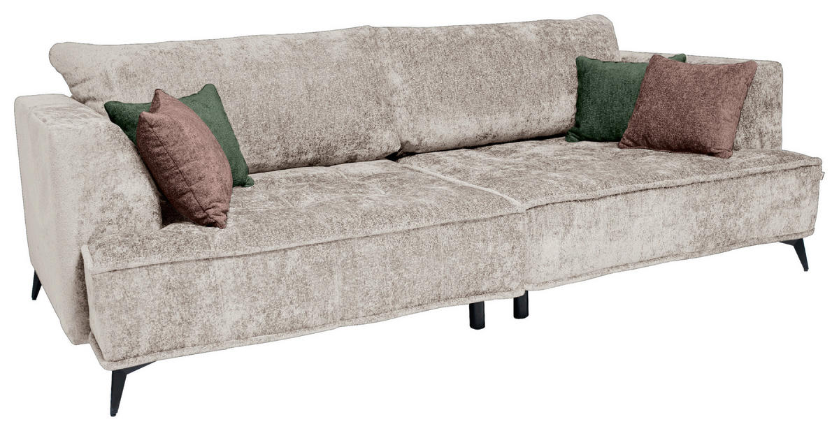 BIGSOFA in Chenille Beige  - Beige/Schwarz, Design, Textil/Metall (250/90/120cm) - home24