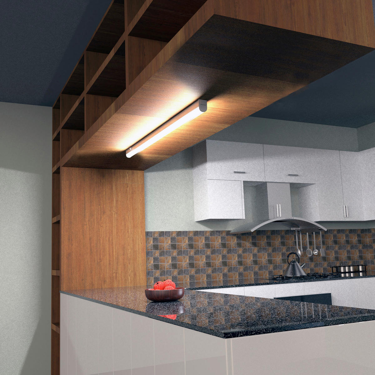 UNTERBAULEUCHTE 58,5/3/2,2 cm   - Weiß, KONVENTIONELL, Kunststoff (58,5/3/2,2cm)