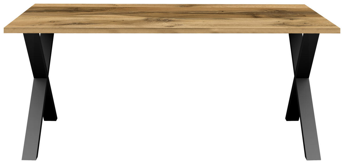 ESSTISCH in Metall, Holzwerkstoff 140/90/78 cm   - Plankeneiche/Schwarz, MODERN, Holzwerkstoff/Metall (140/90/78cm) - Livetastic