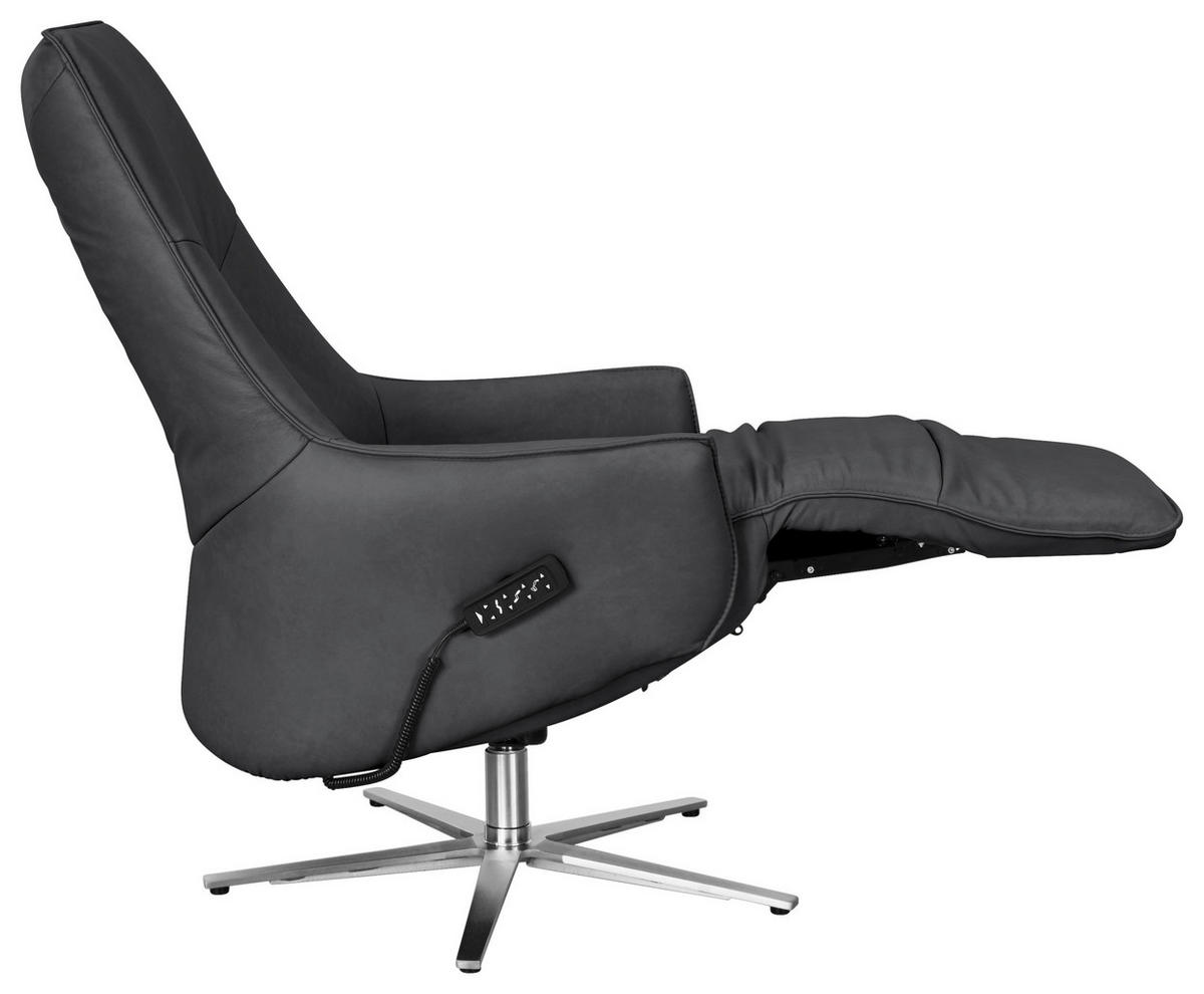 RELAXSESSEL in Leder Dunkelgrau  - Edelstahlfarben/Dunkelgrau, Design, Leder/Metall (70/120/88cm) - Himolla