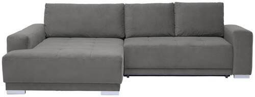 ECKSOFA inkl. Funktionen Grau Flachgewebe  - Silberfarben/Grau, Design, Holz/Textil (195/293cm) - Cantus