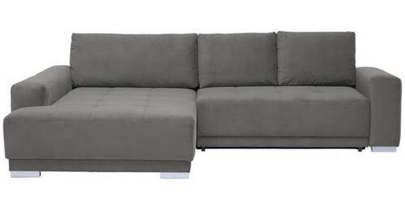 ECKSOFA inkl. Funktionen Grau Flachgewebe  - Silberfarben/Grau, Design, Holz/Textil (195/293cm) - Cantus